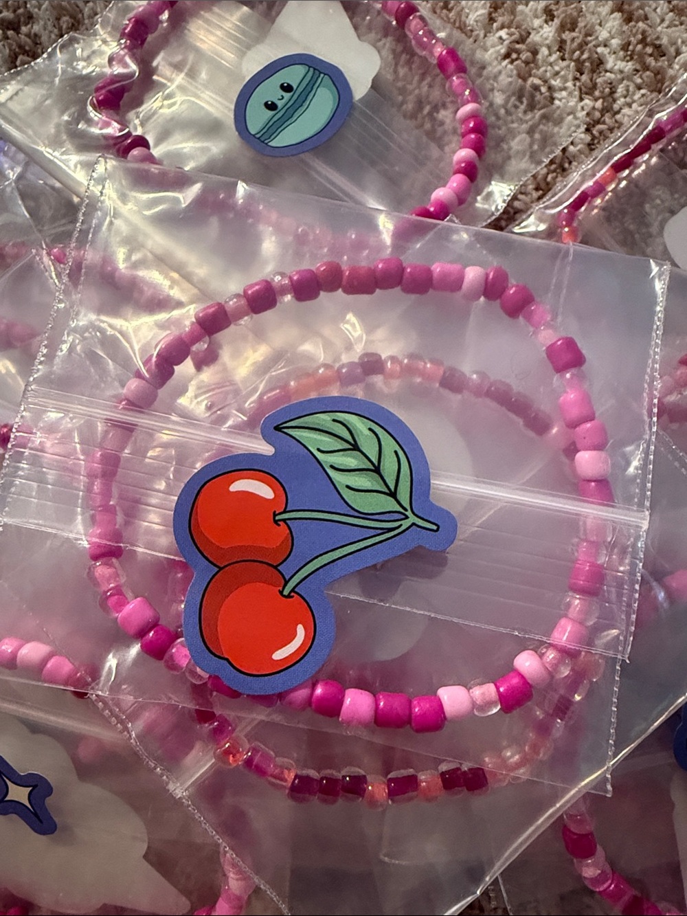 Pink Beaded Stretch Bracelet